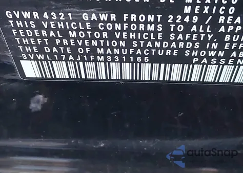 2015 Volkswagen Jetta 1.8T Sel from USA, damaged, VIN 3VWL17AJ1FM331165